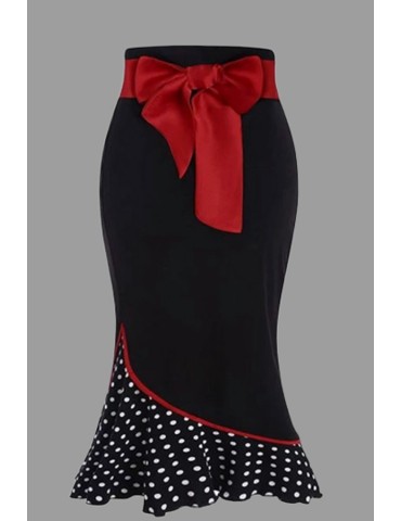 Lovely Casual Dot Red Plus Size Skirt